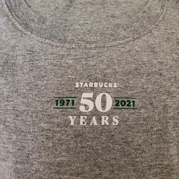 Starbucks 50th Anniversary Gray Logo T-Shirt Size Large Employee Promo - Picture 1 of 6